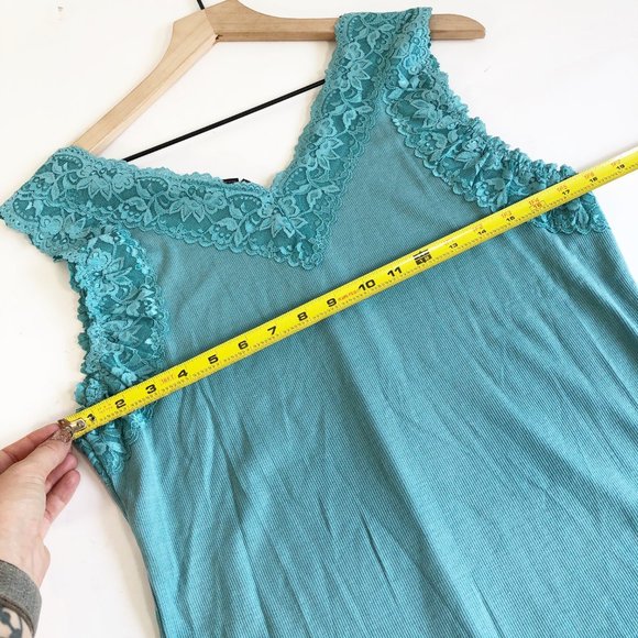 Style & Co stillwater Blue Lace Trim Tank Top XL - Picture 7 of 8